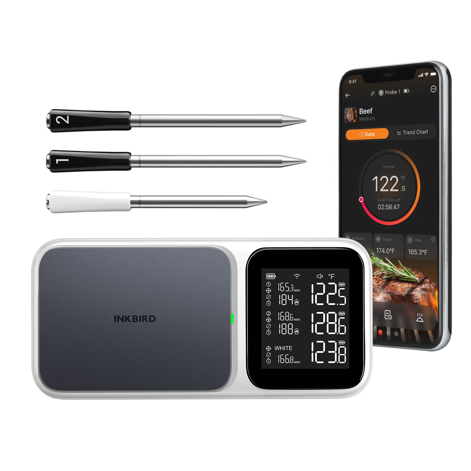 Multi-Sensor Meat Thermometer INT-33-BW