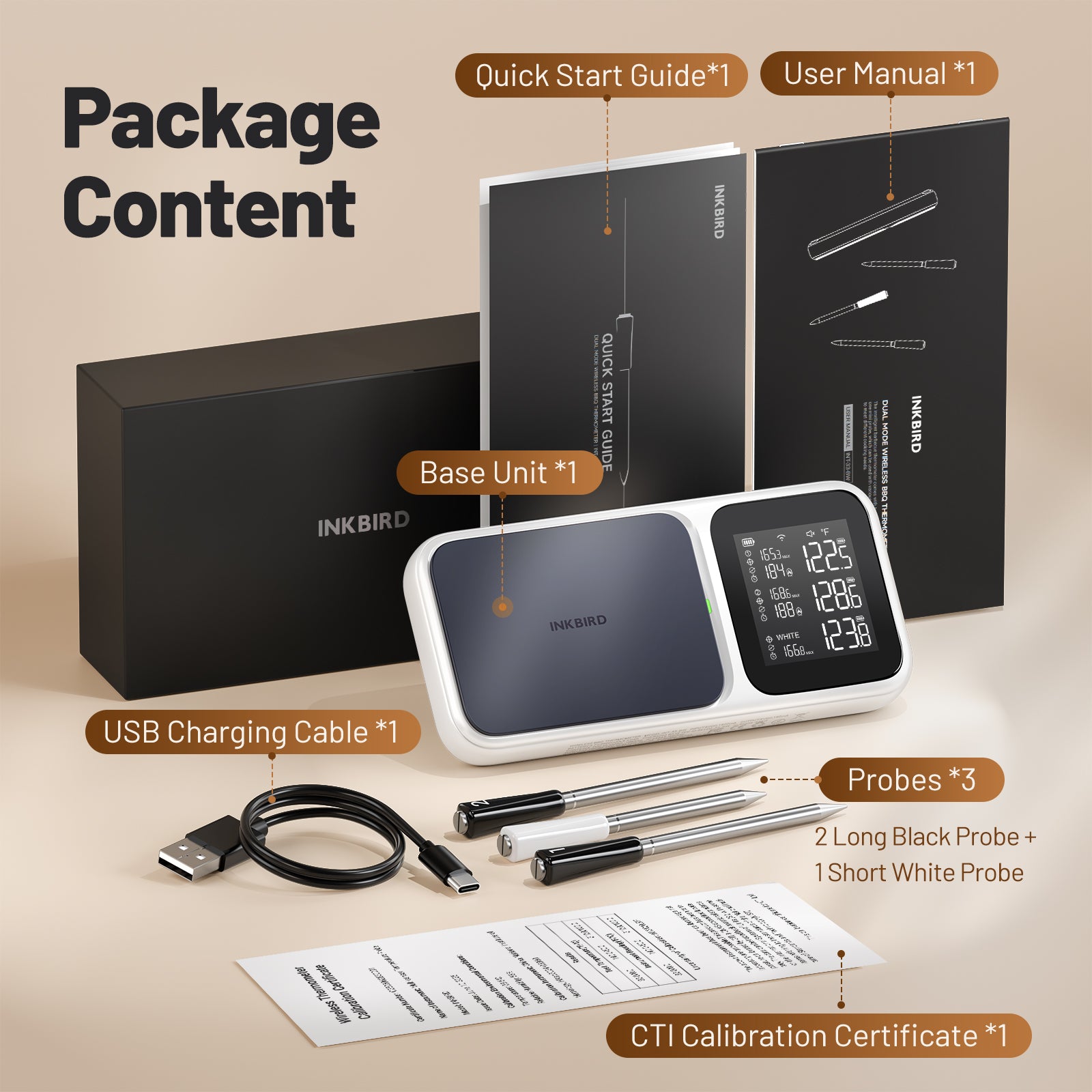 Multi-Sensor Meat Thermometer INT-33-BW
