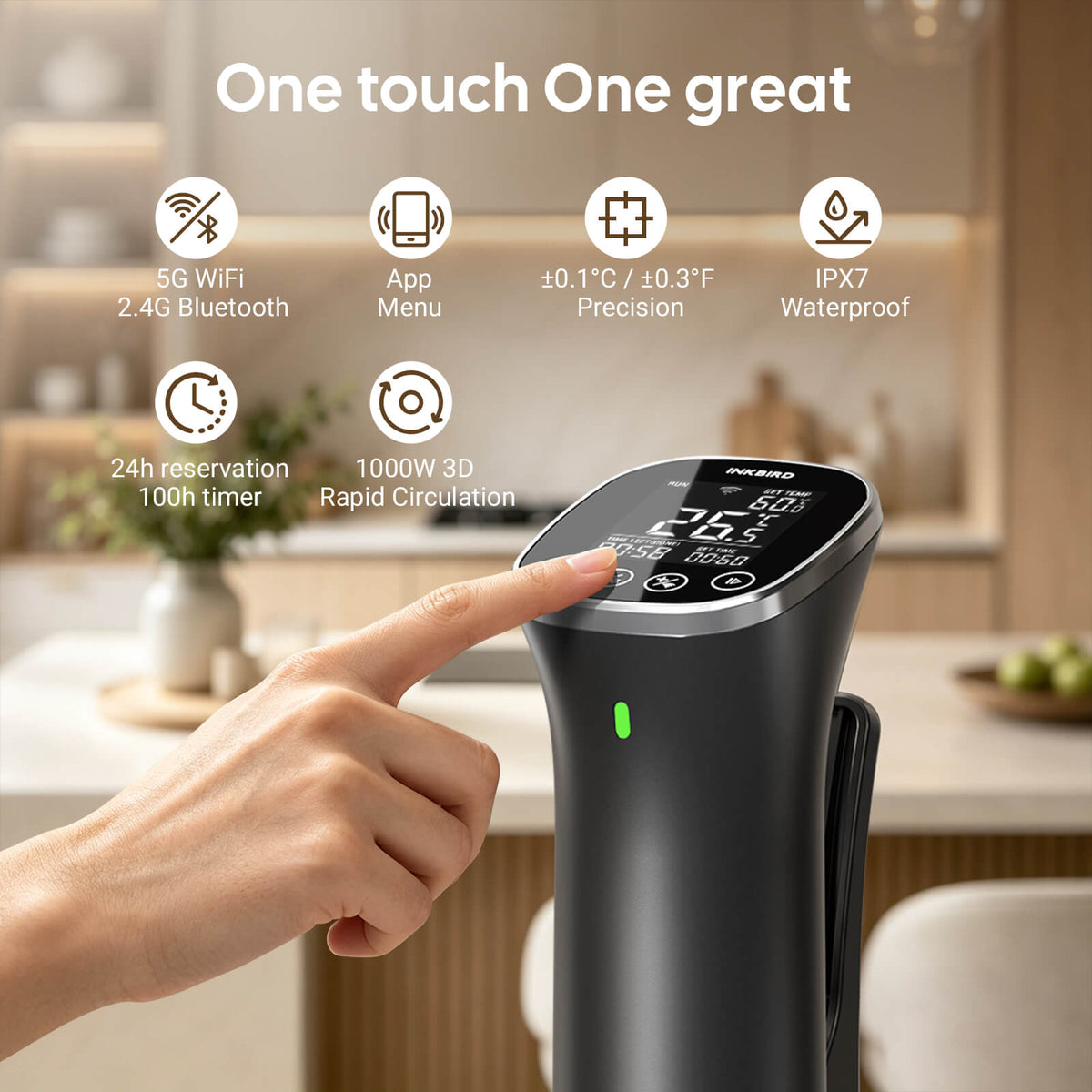 WiFi- og Bluetooth-sous vide-cirkulator ISV-301-BW