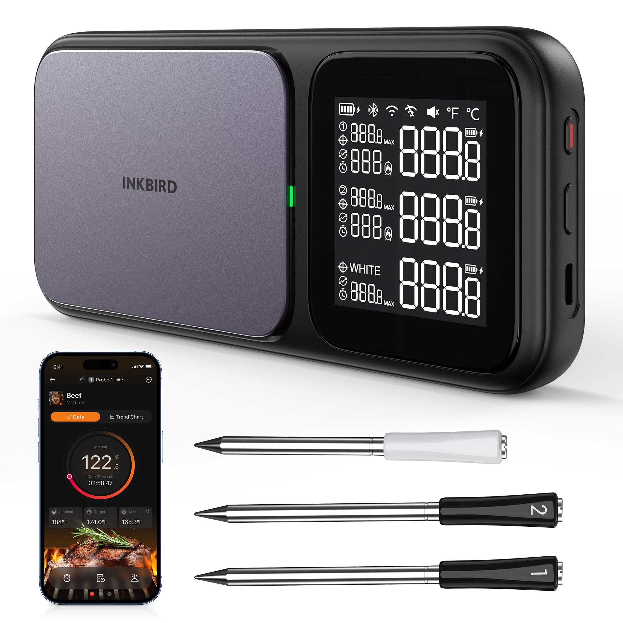 Multi-Sensor Meat Thermometer INT-33-BW