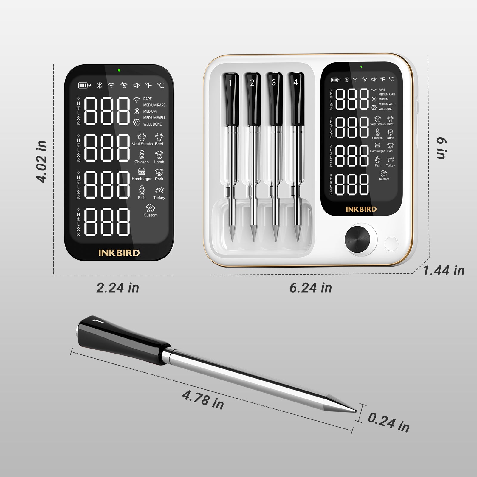 WiFi- og Bluetooth-kødtermometer INT-14-BW