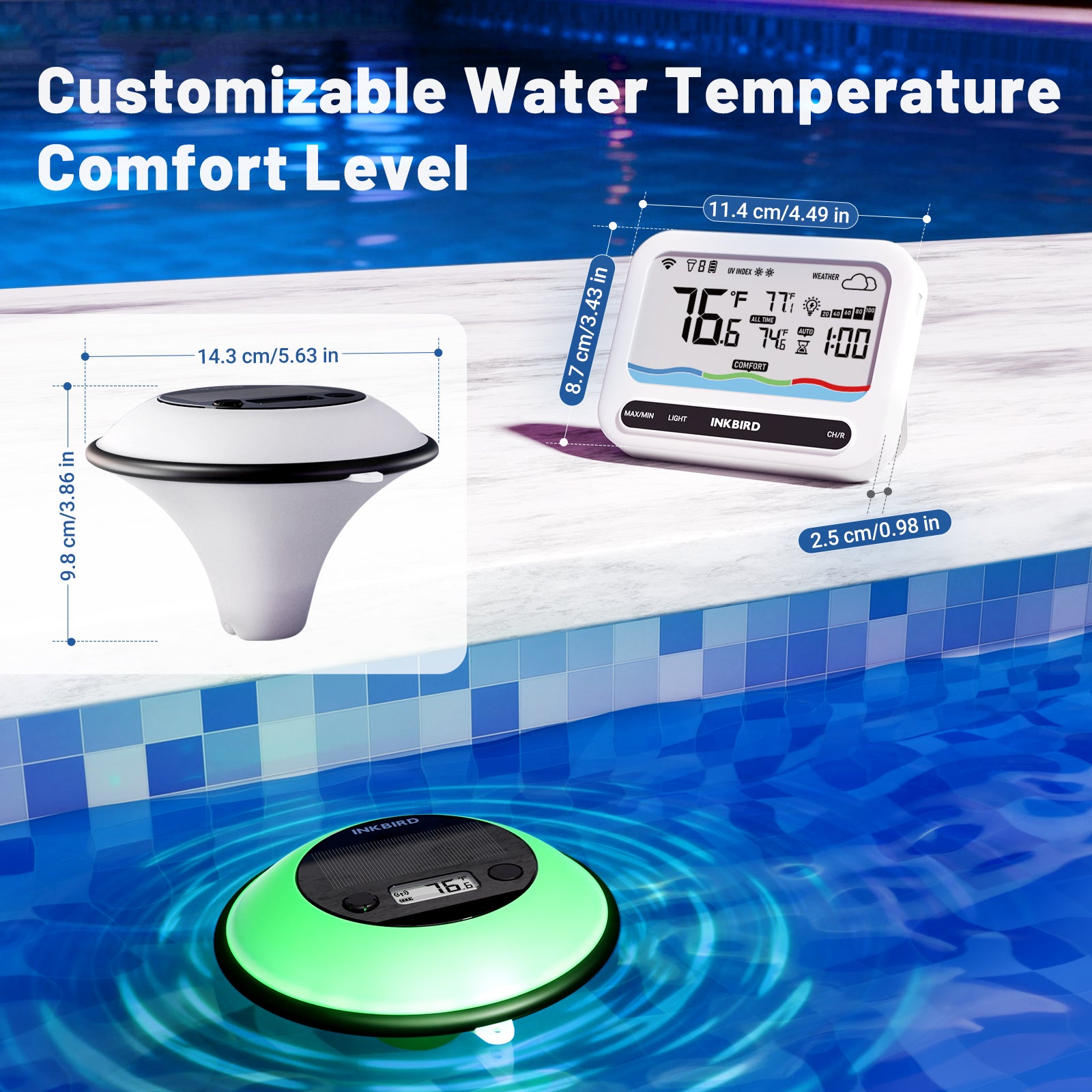 Solar Pool Thermometer IBS-P05 with Ambient Light