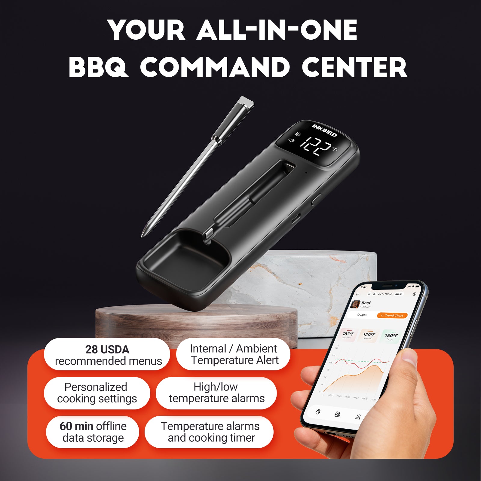 Bluetooth Meat Thermometer INT-11C-B