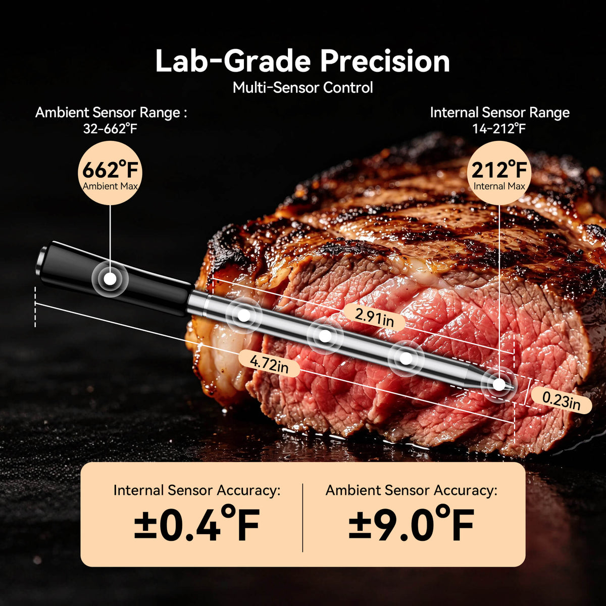 Thermomètre à viande WiFi et Bluetooth certifié NIST INT-31-BW