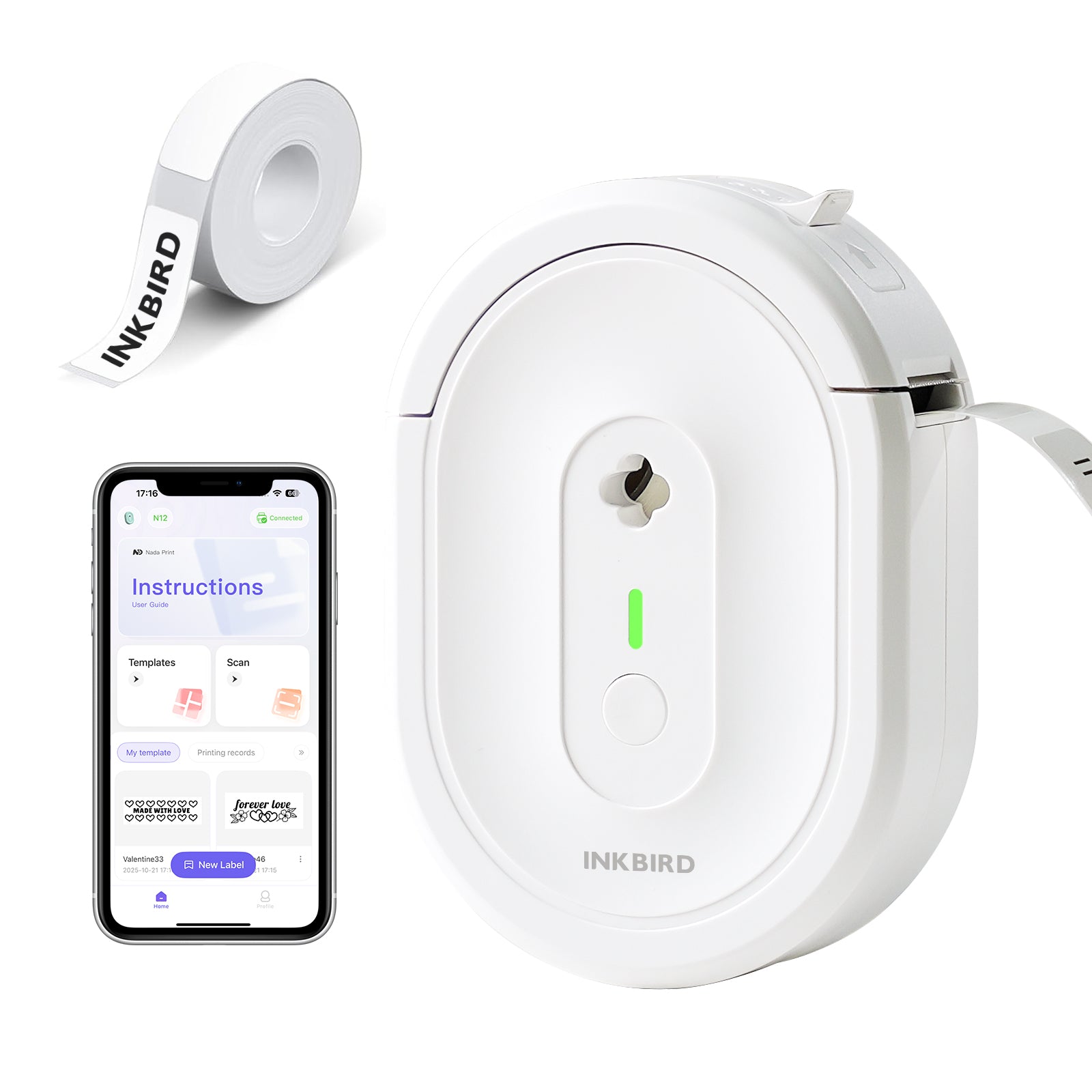 INKBIRD N12 Bluetooth Portable Label Printer