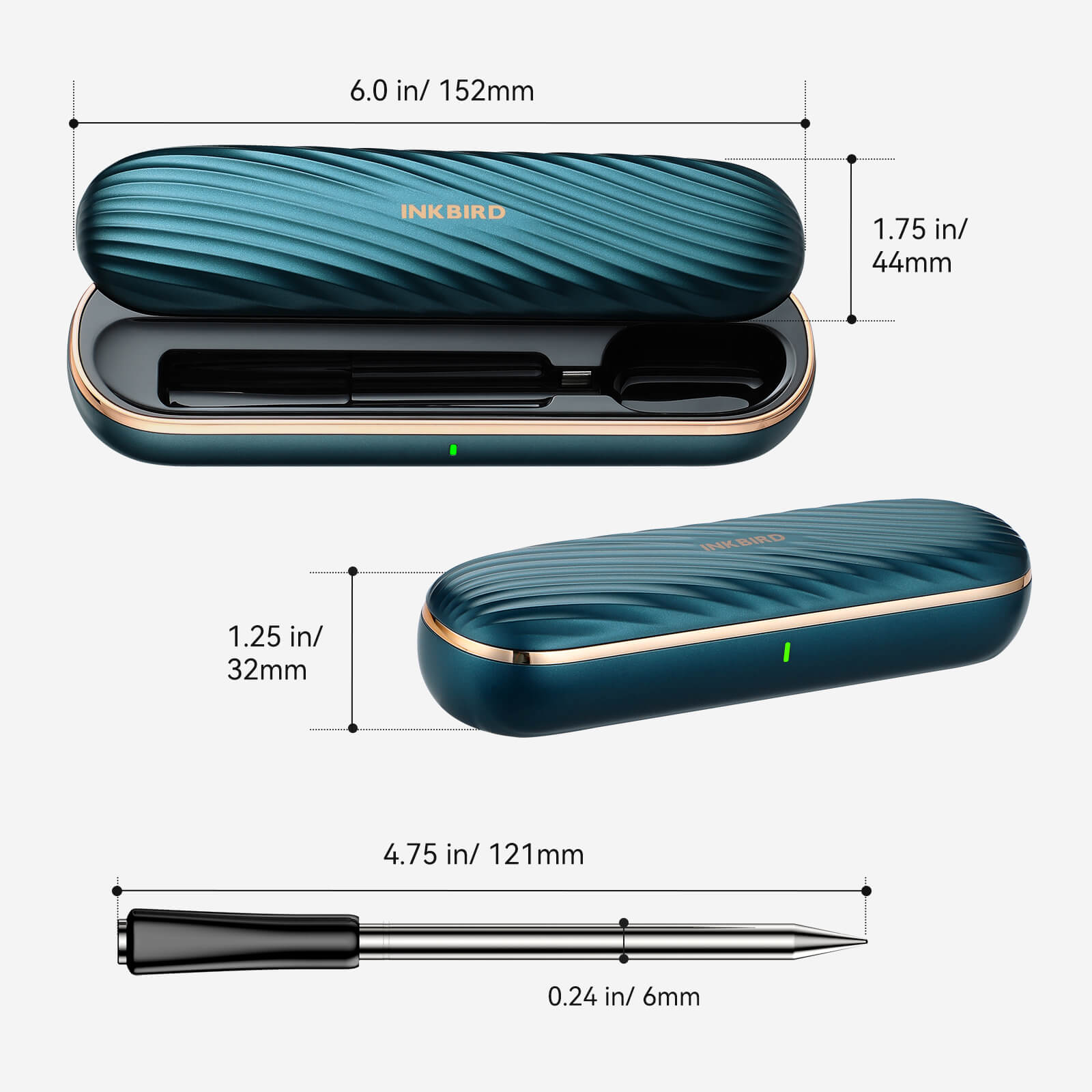 INT-11X-B Bluetooth Meat Thermometer Dimension