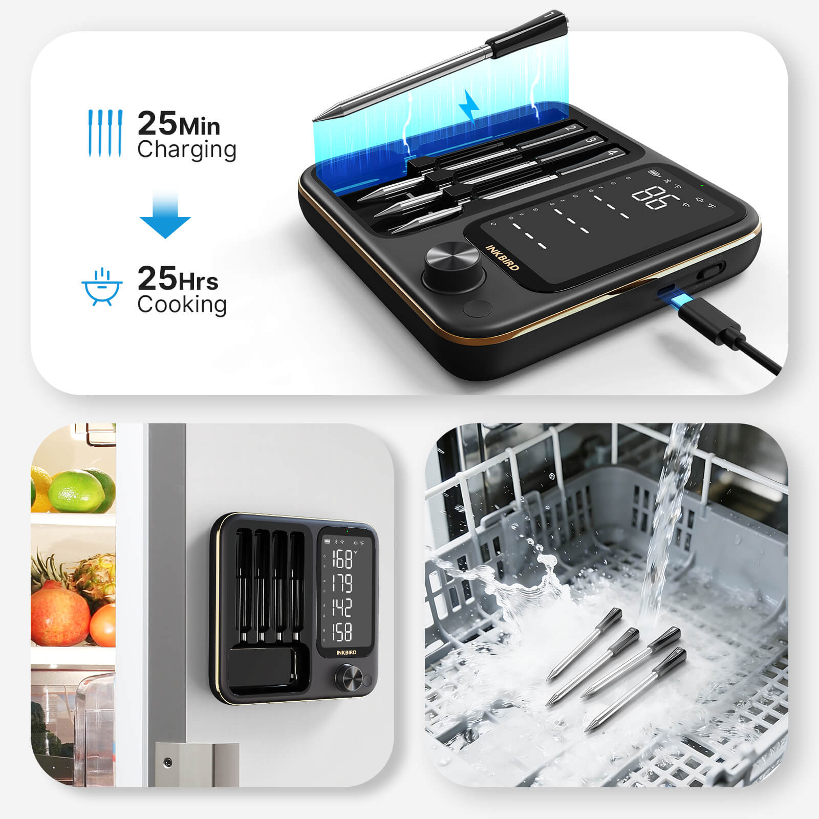INT-14-BW Charging Magnet and Dishwasher-Safe Features