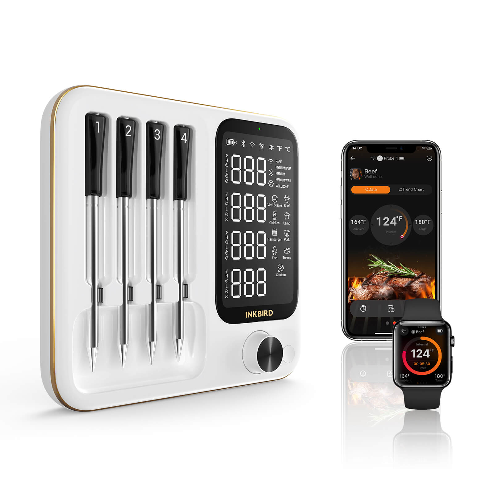 WiFi- og Bluetooth-kødtermometer INT-14-BW