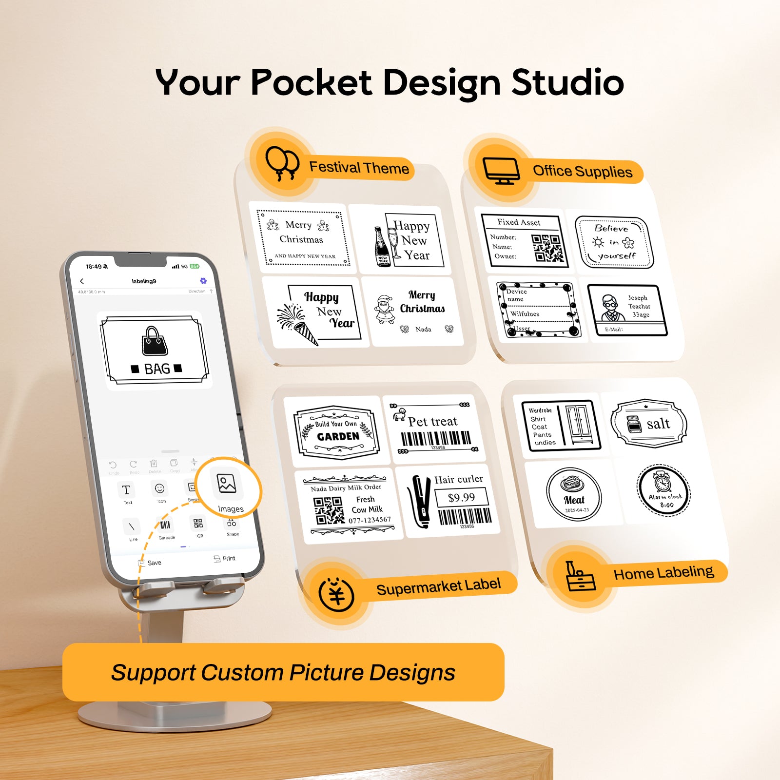 N20 Label Printer with Custom Picture Designs