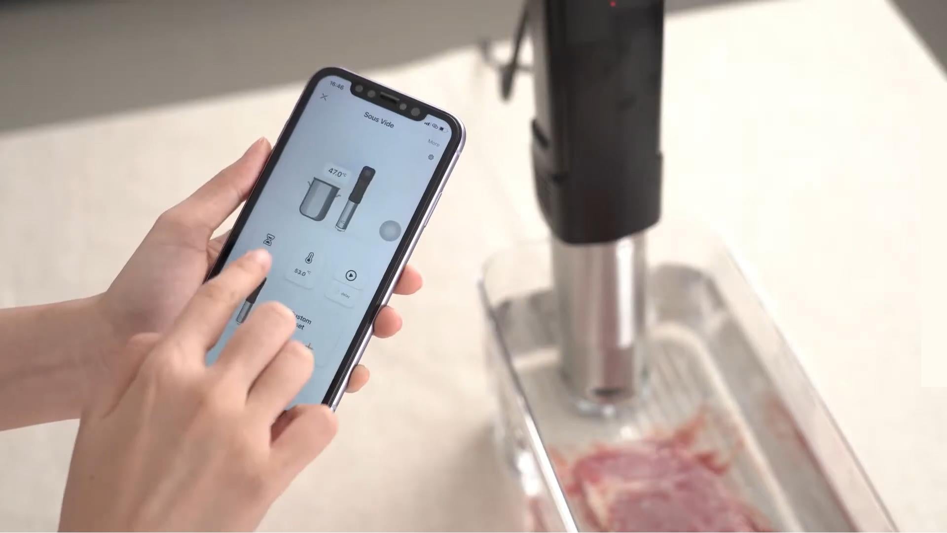 Set Sous Vide Machine on App
