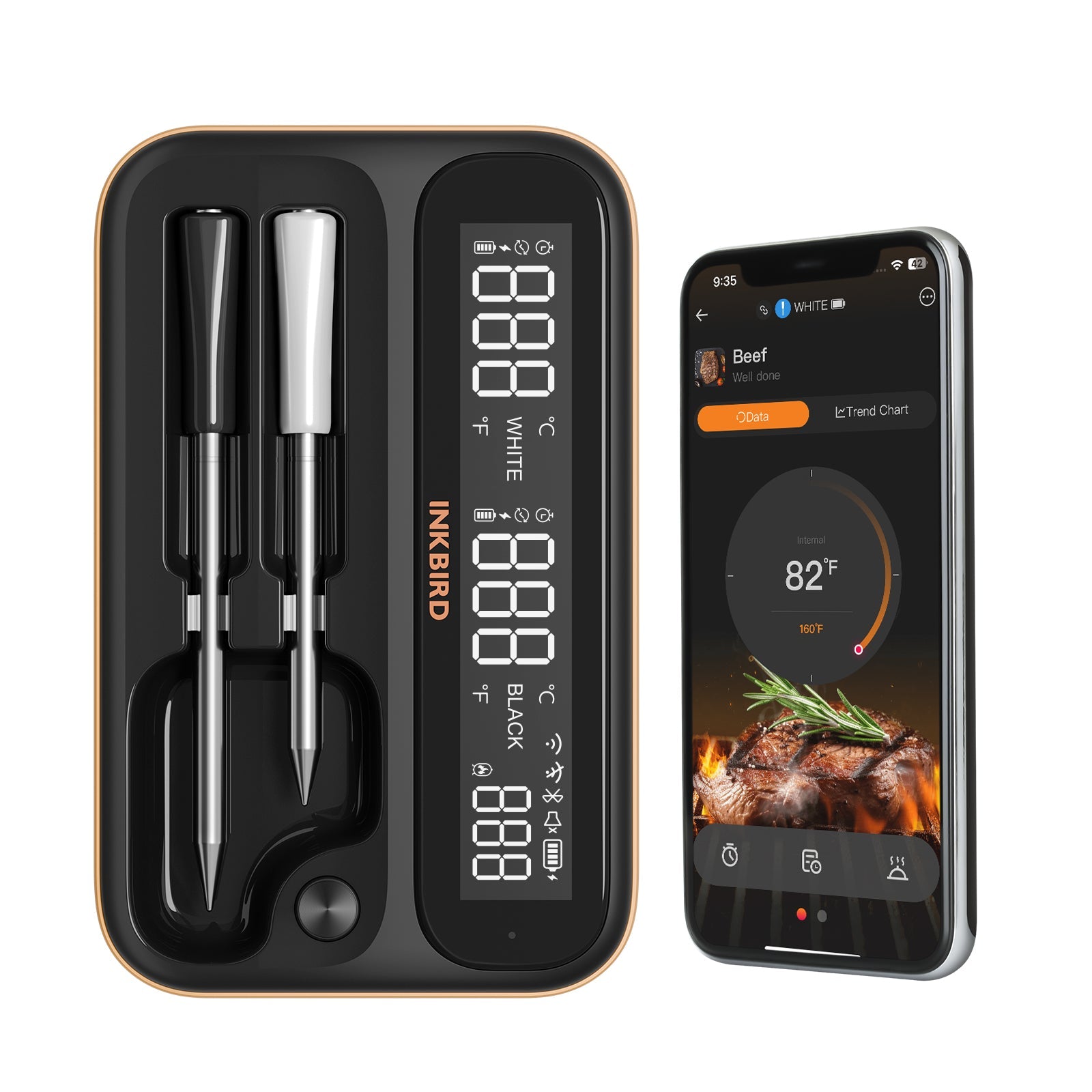 WiFi & Bluetooth Meat Thermometer INT - 12 - BW - INKBIRD