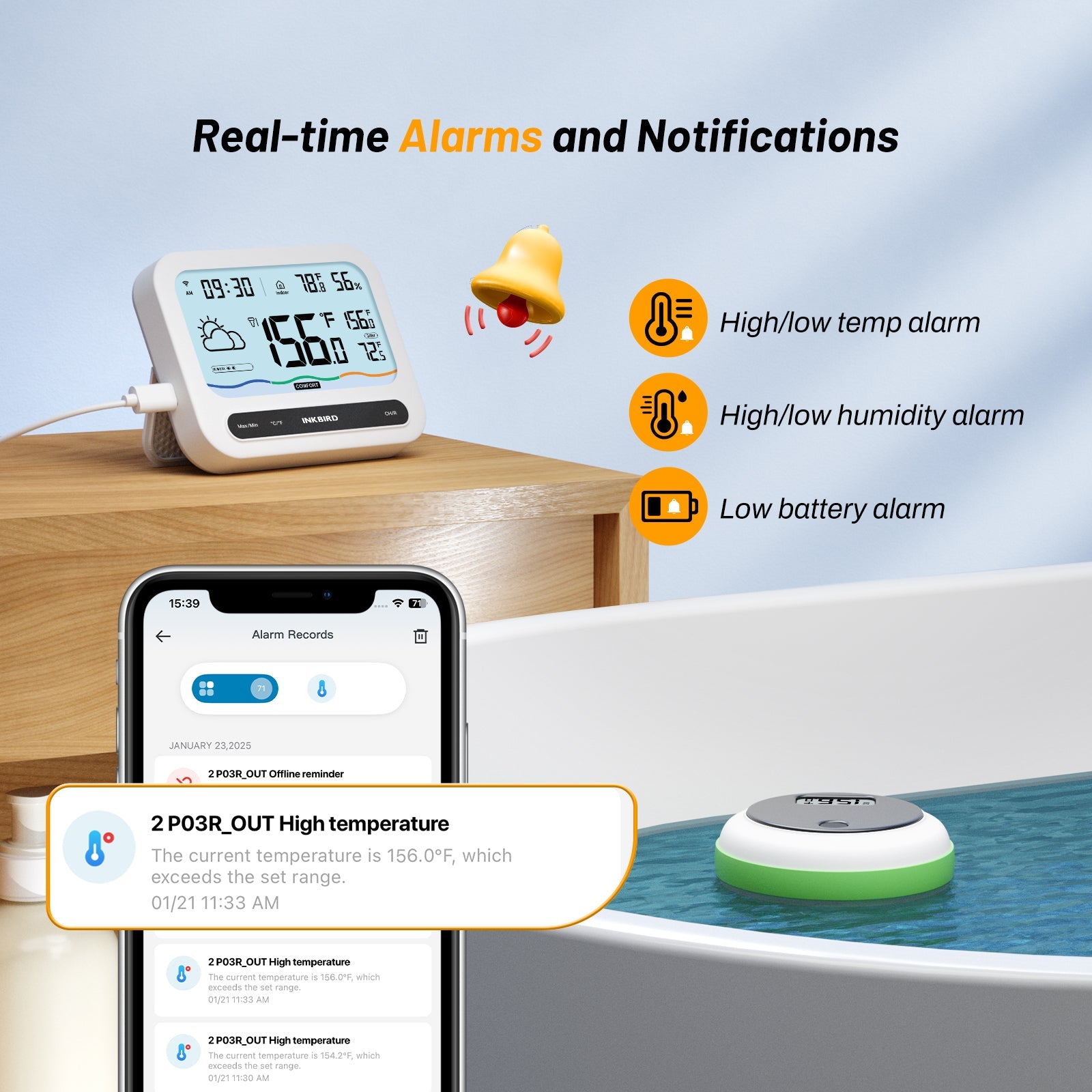 WiFi Pool Thermometer Set IBS - P03R+IM - 03 - W - INKBIRD