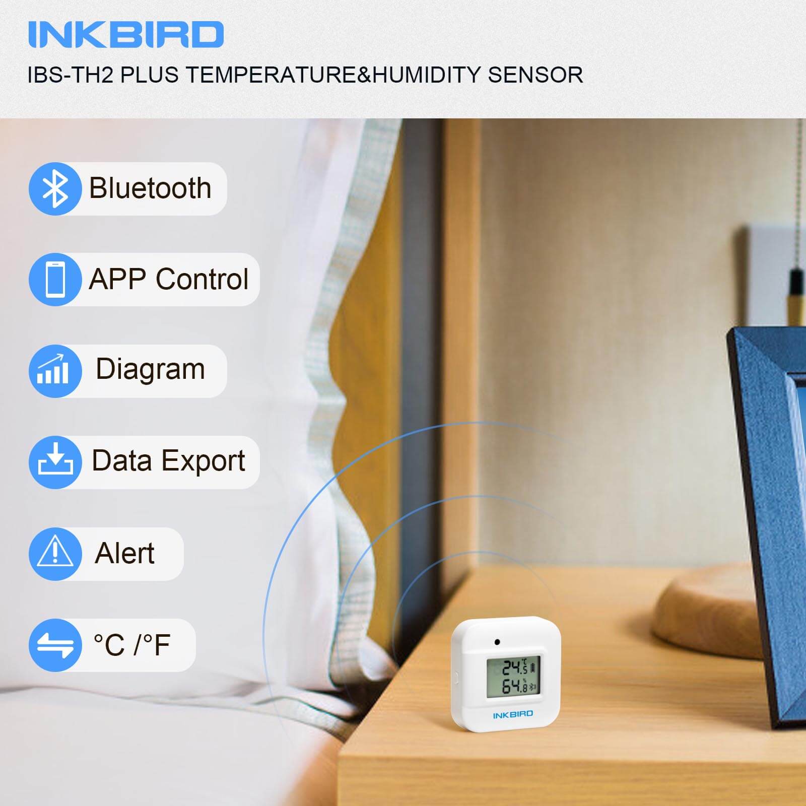 Bluetooth Hygrometer Thermometer IBS - TH2 Plus - INKBIRD