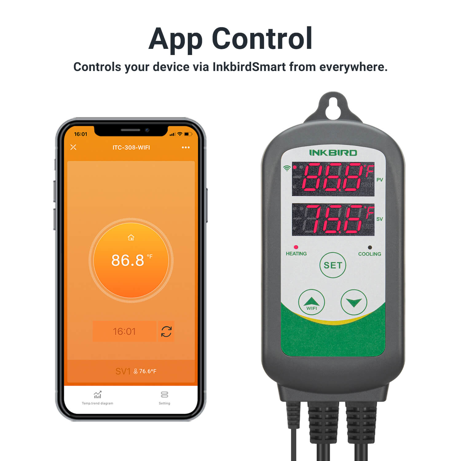 Digital Temperature Controller ITC - 308 WIFI With Aquarium Probe - INKBIRD