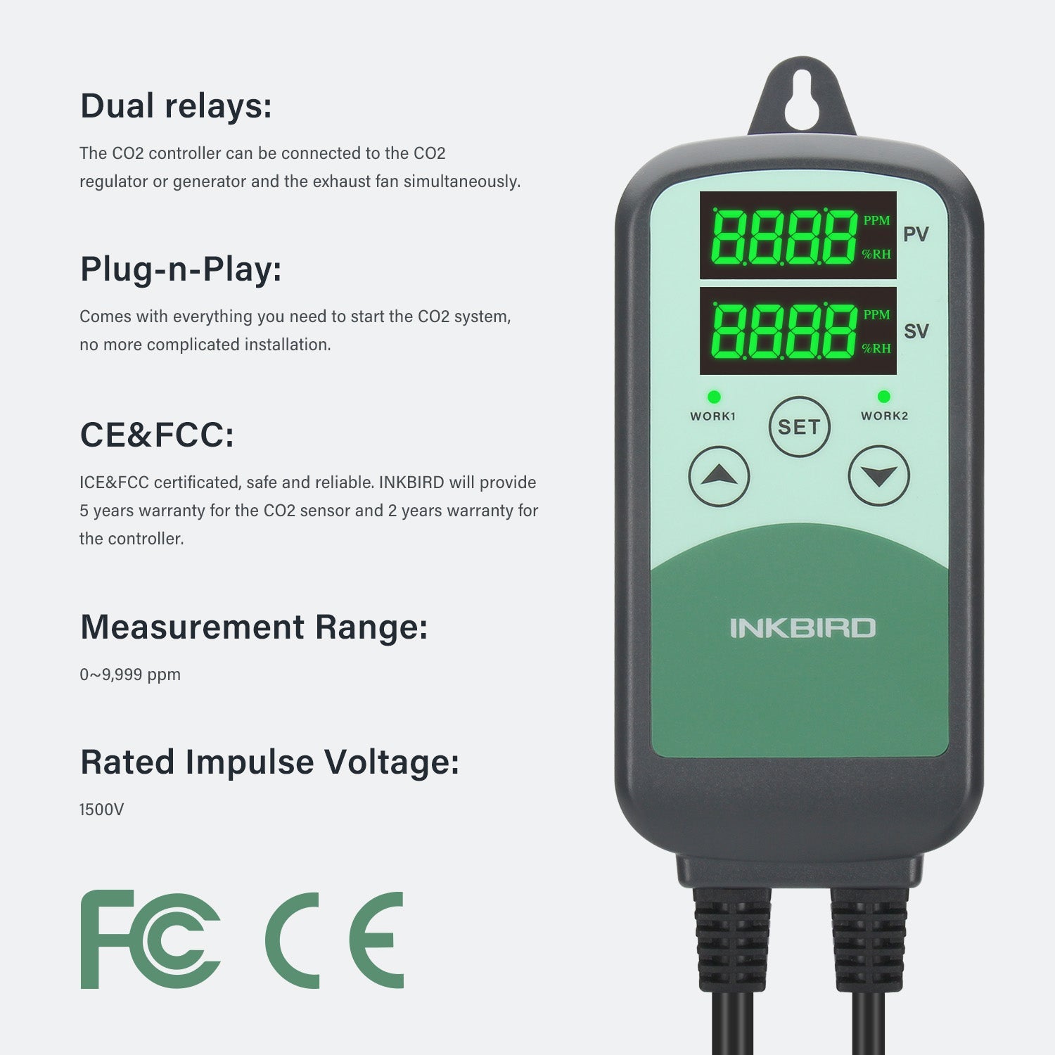 Programmable CO2 Controller with S01 Sensor ICC - 500T - INKBIRD