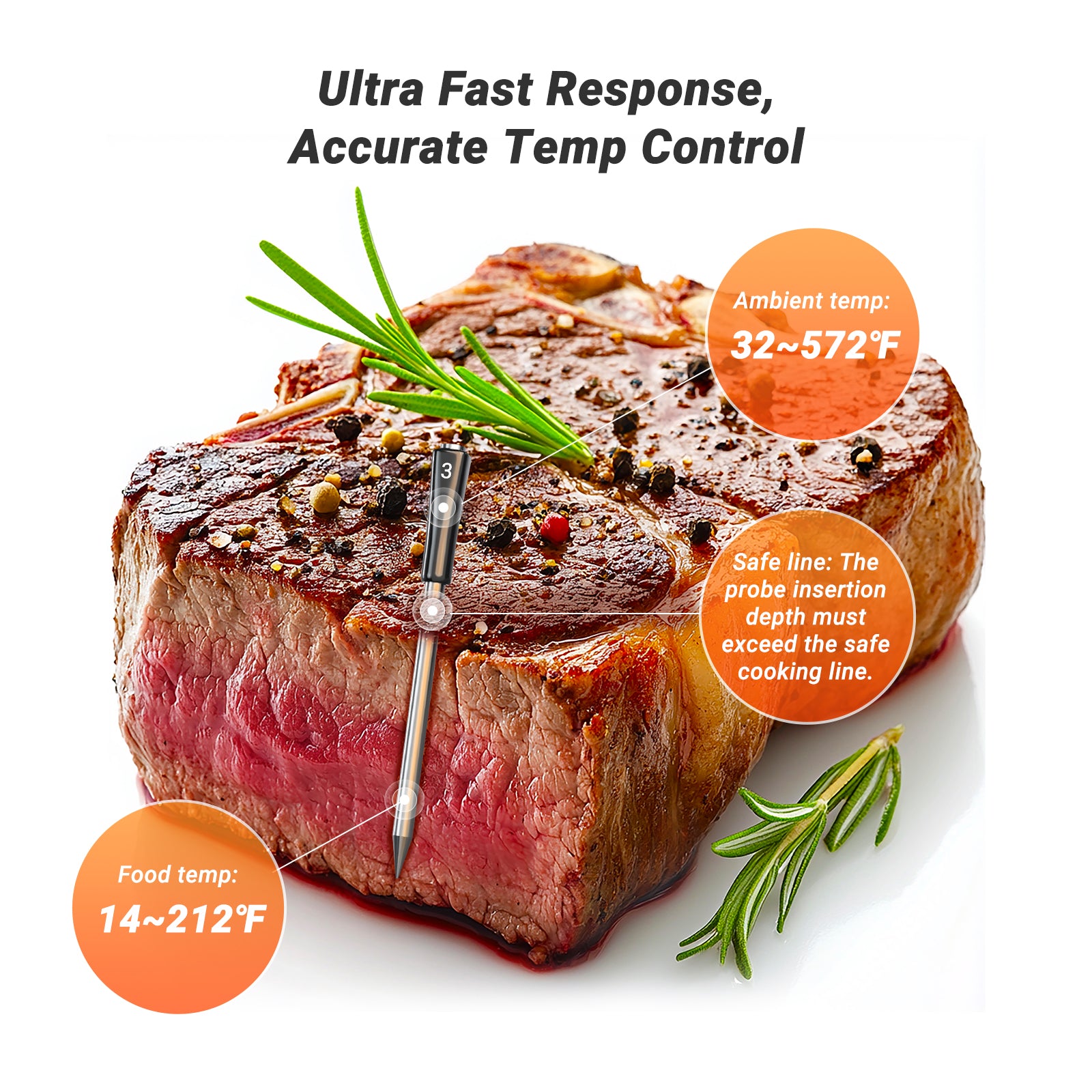 Termometr do mięsa WiFi i Bluetooth INT-14-BW