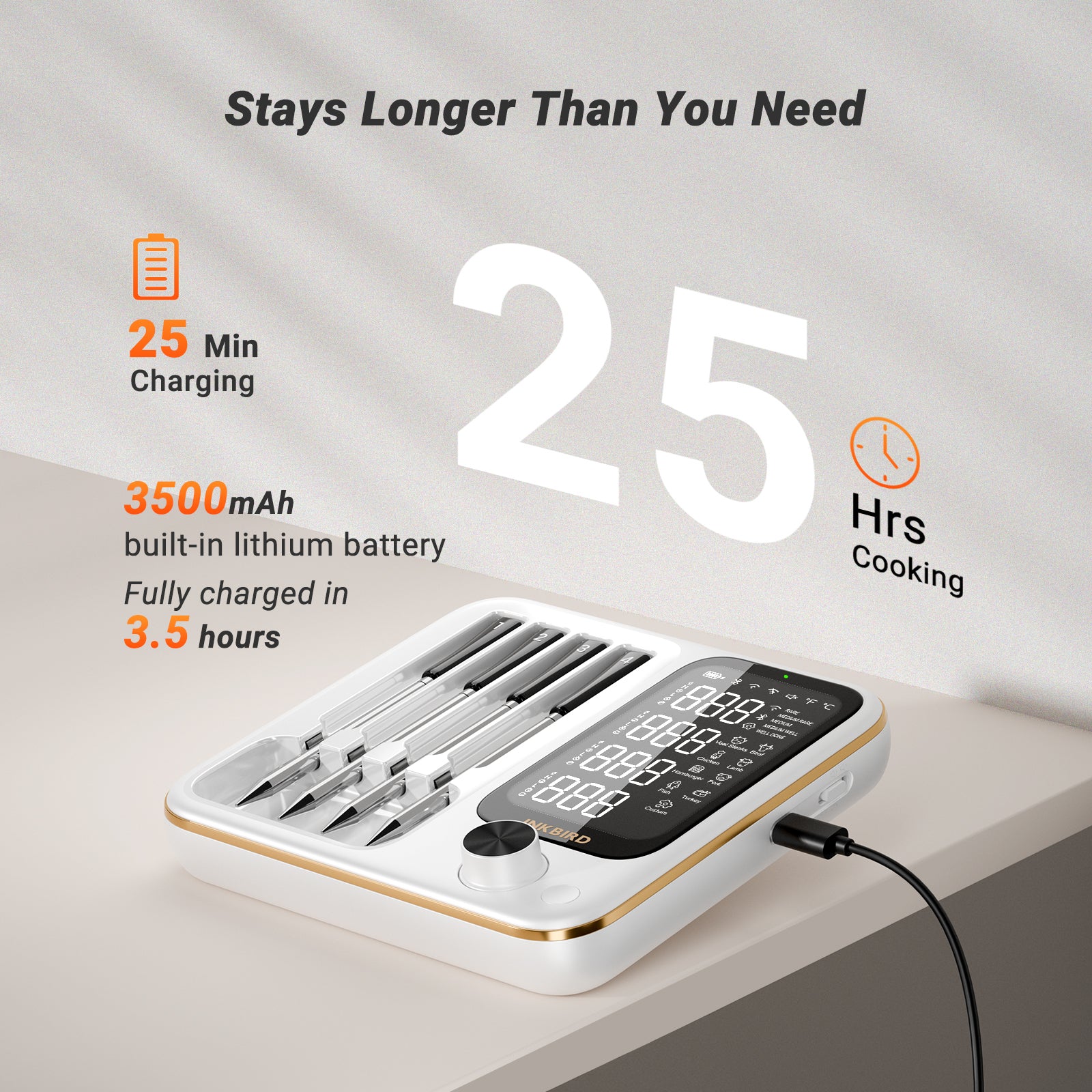Termometr do mięsa WiFi i Bluetooth INT-14-BW