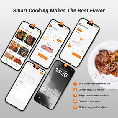 Termometr do mięsa WiFi i Bluetooth INT-14-BW