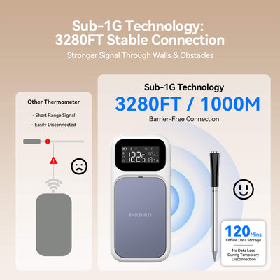 Thermomètre à viande WiFi et Bluetooth certifié NIST INT-31-BW