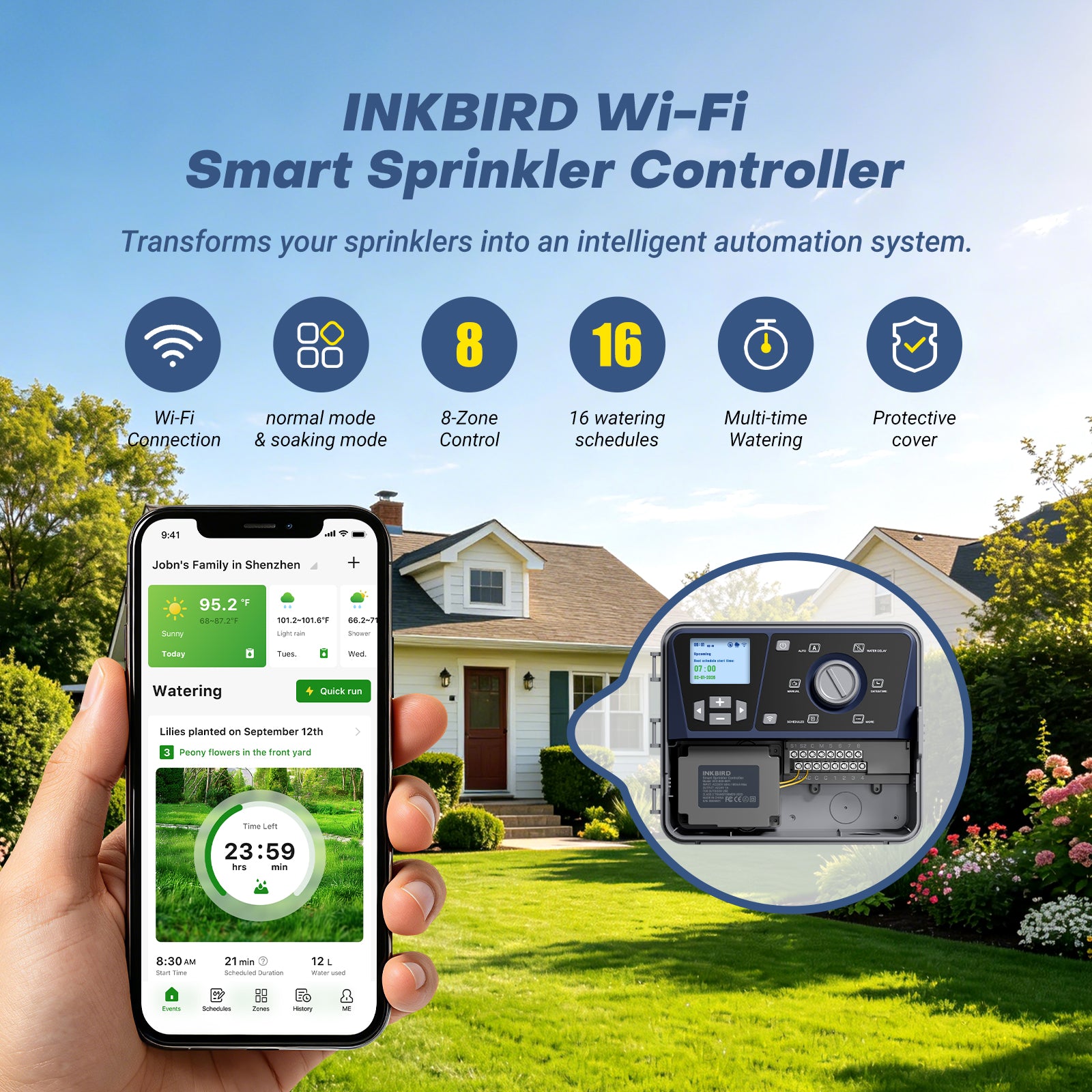 8-Zone Independent Control Sprinkler Controlle IICO-800-WIFI