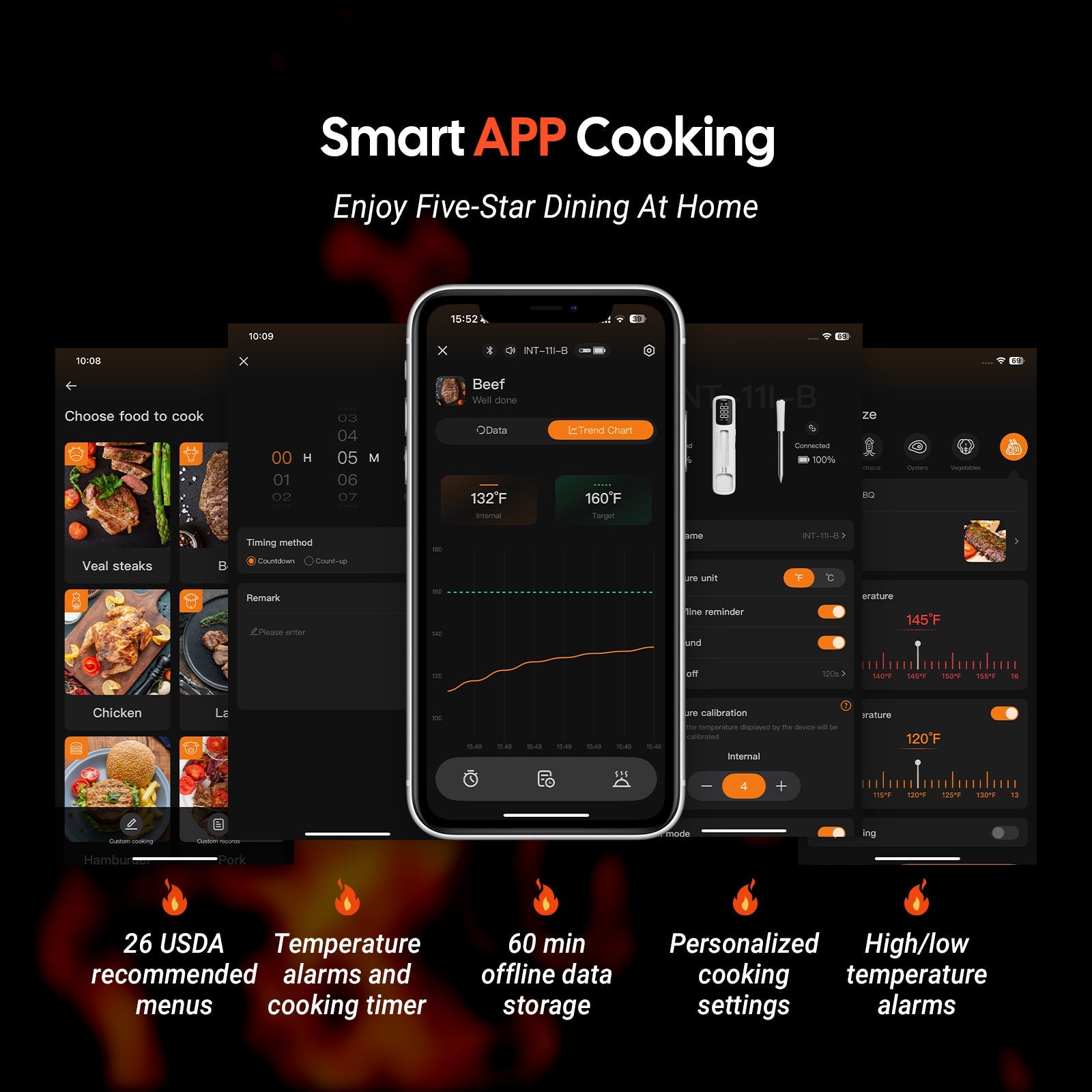 Bluetooth Mini Wireless Meat Thermometer INT - 11I - B - INKBIRD