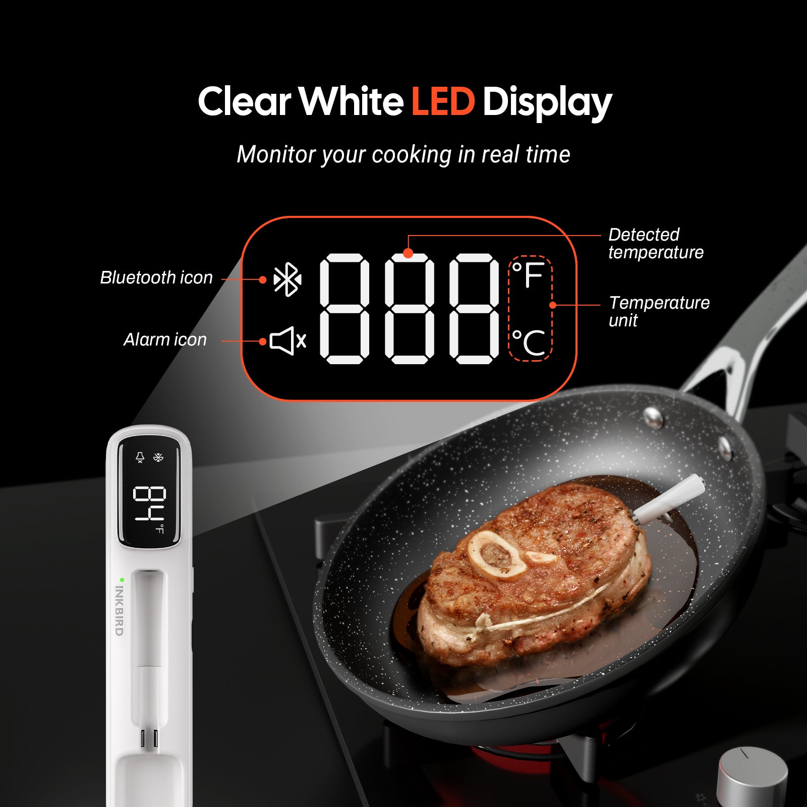 Bluetooth Mini Wireless Meat Thermometer INT - 11I - B - INKBIRD