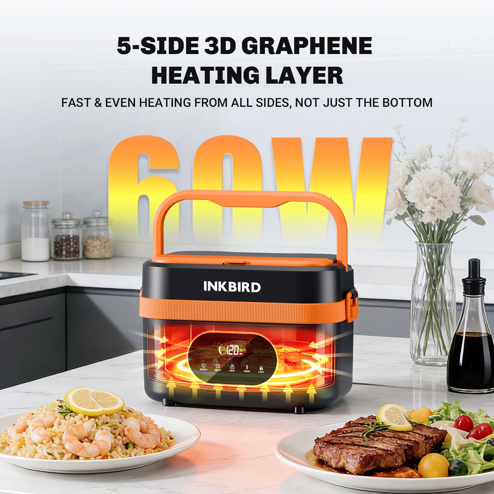 INKBIRD Electric Lunch Box HC01 with 5-Side Heating Layers