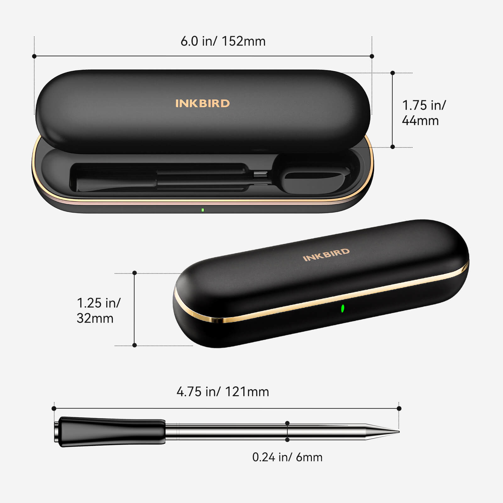 INT-11P-B Bluetooth Meat Thermometer Dimension