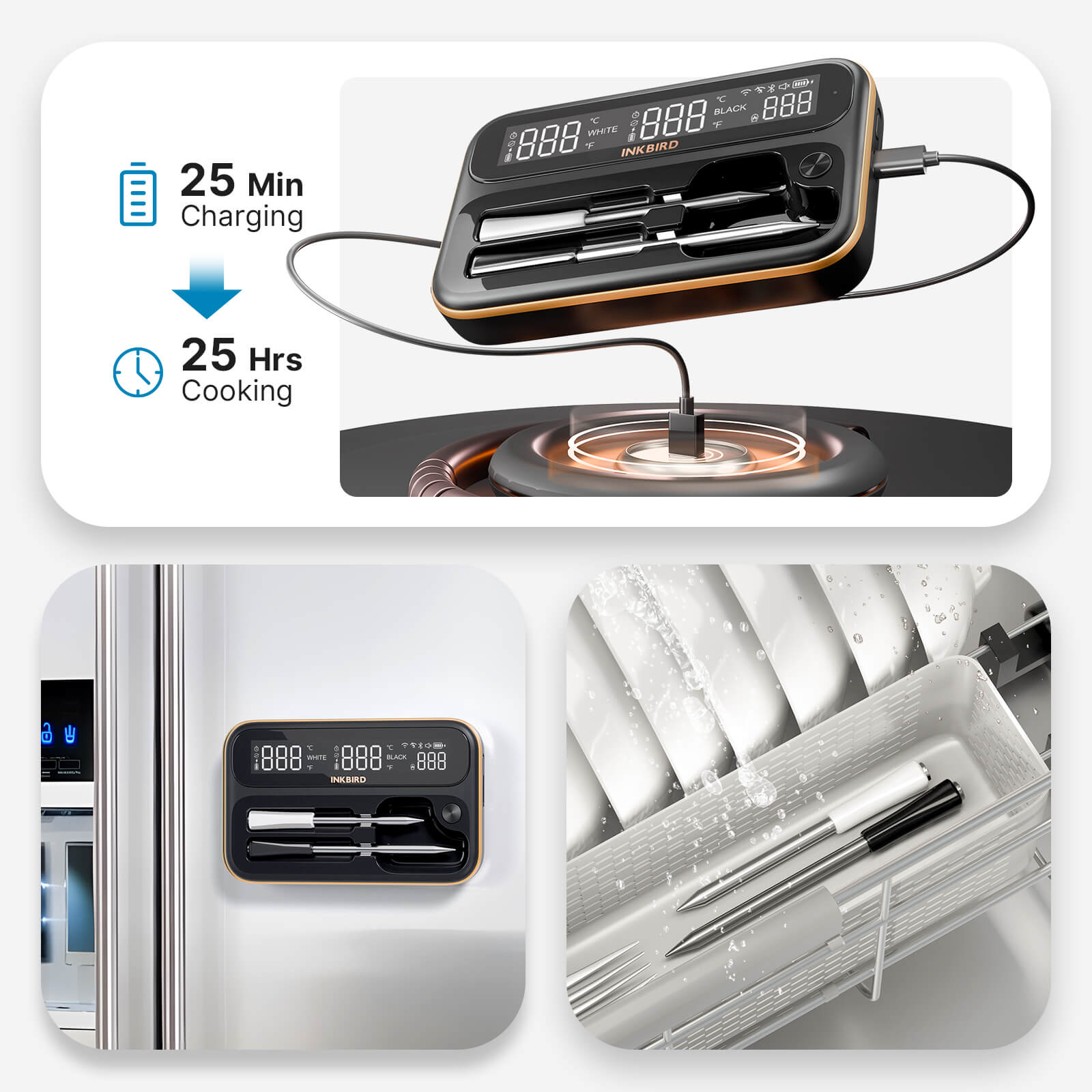 INT-12-BW Charging Magnetic Base Dishwasher-Safe Features
