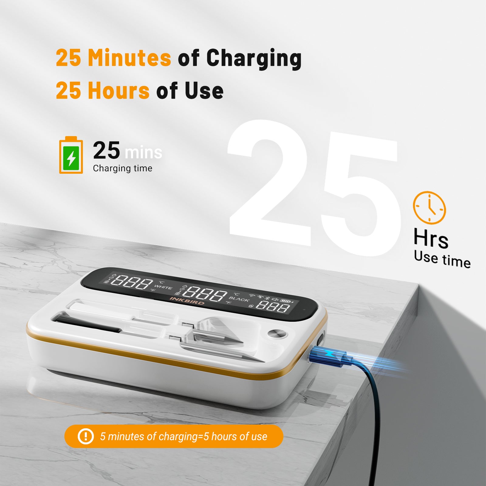 INT-12-BW Whitel 25-Minute Charging 25-Hour Use