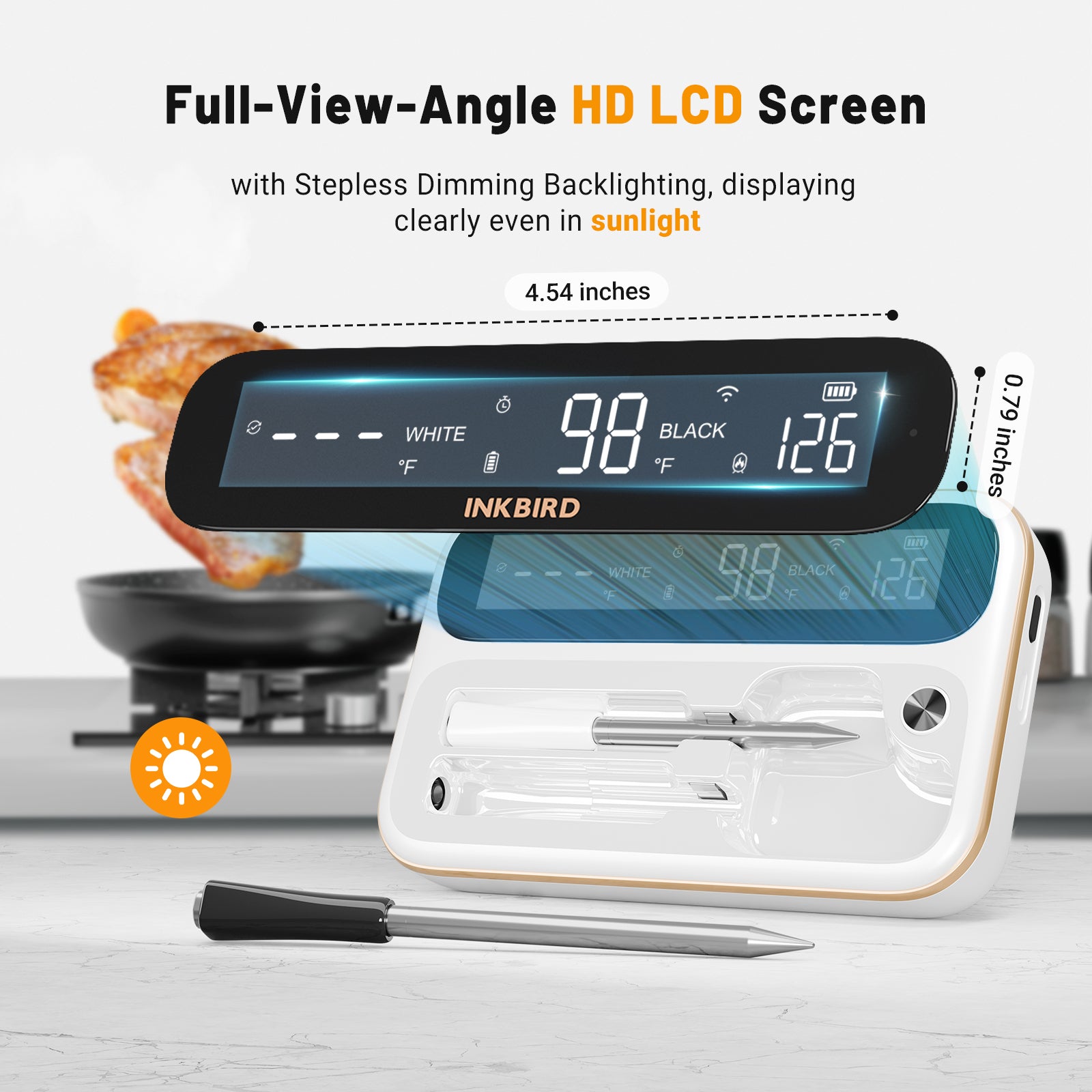 INT-12-BW White Full-View-Angle HD LCD Screen