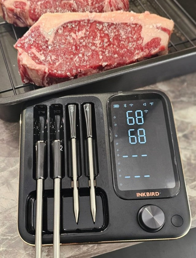 Marinated Steak with INT-14-BW Wireless Meat Thermometer