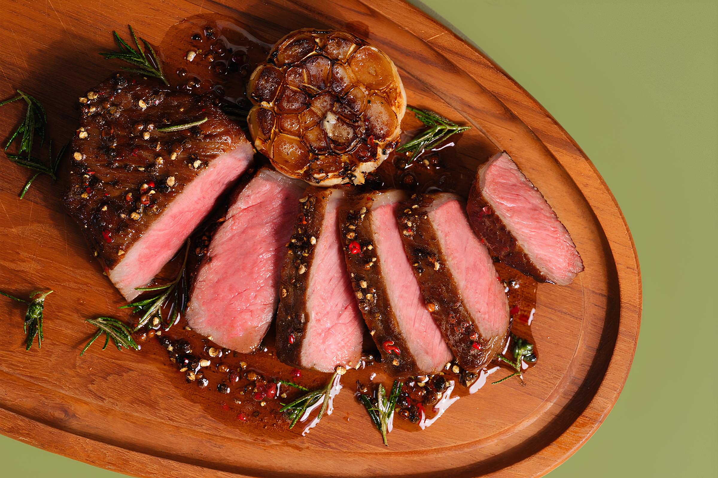 perfect-sous-vide-steak-on-wooden-plate-with-garlic