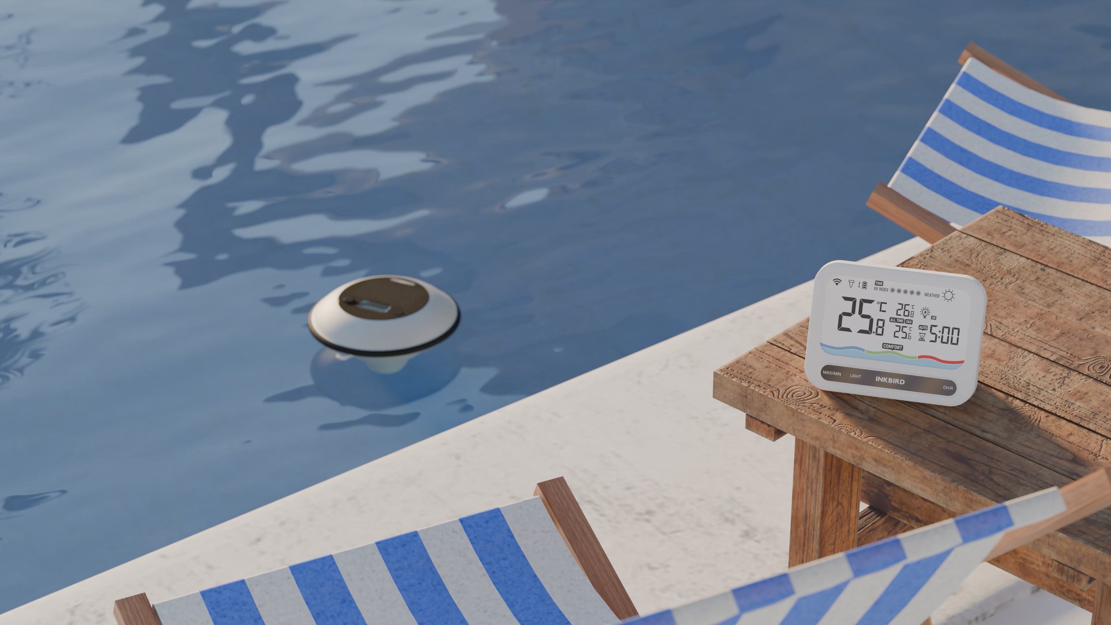 Termómetro Solar para Piscina IBS-P05R com Luz Ambiente
