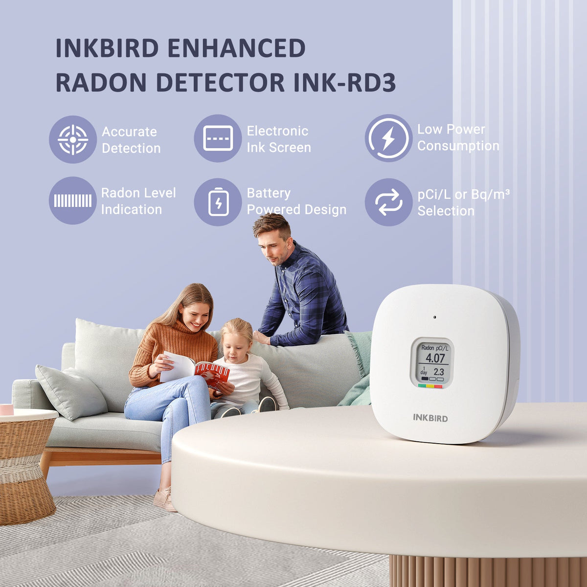 Innen-Radon-Detektor INK-RD3 - Präzise Radonüberwachung für Zuhause