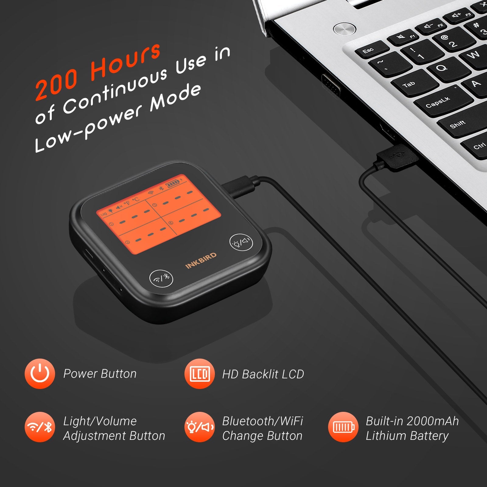 WiFi & Bluetooth BBQ Thermometer IDT - 34E - BW - INKBIRD