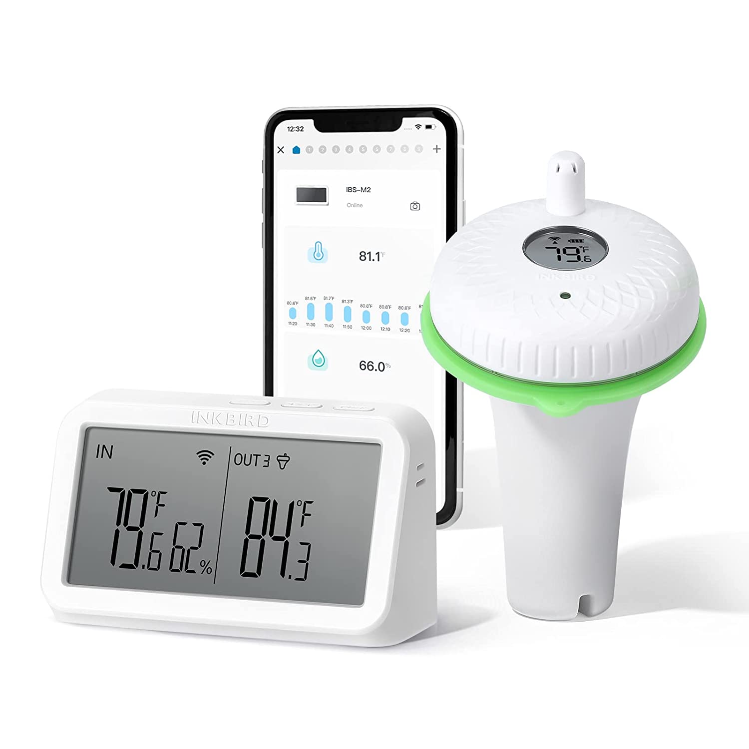 Wireless Pool Thermometer Set IBS - P02R with WIFI Gateway IBS - M2 - INKBIRD