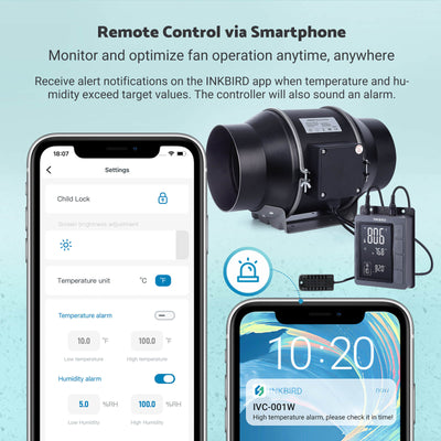 6" Smart Inline Duct Fan with Temperature Humidity Controller IVC - 001W - INKBIRD