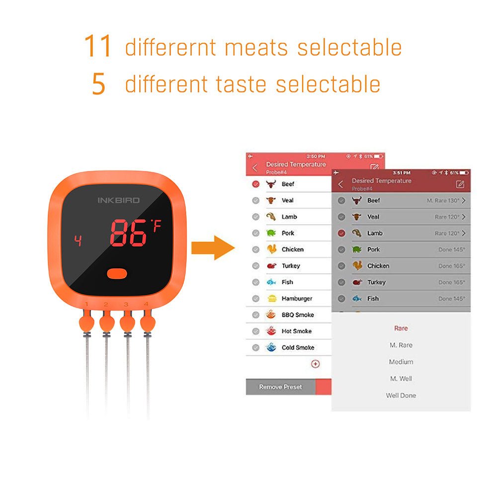 INKBIRD IBT-2X Thermomètre à viande numérique, thermomètre de BBQ INKBIRD IBT-2X Thermomètre à viande numérique, thermomètre de BBQ