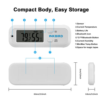 Bluetooth Digital Hygrometer Thermometer ITH - 12S - INKBIRD