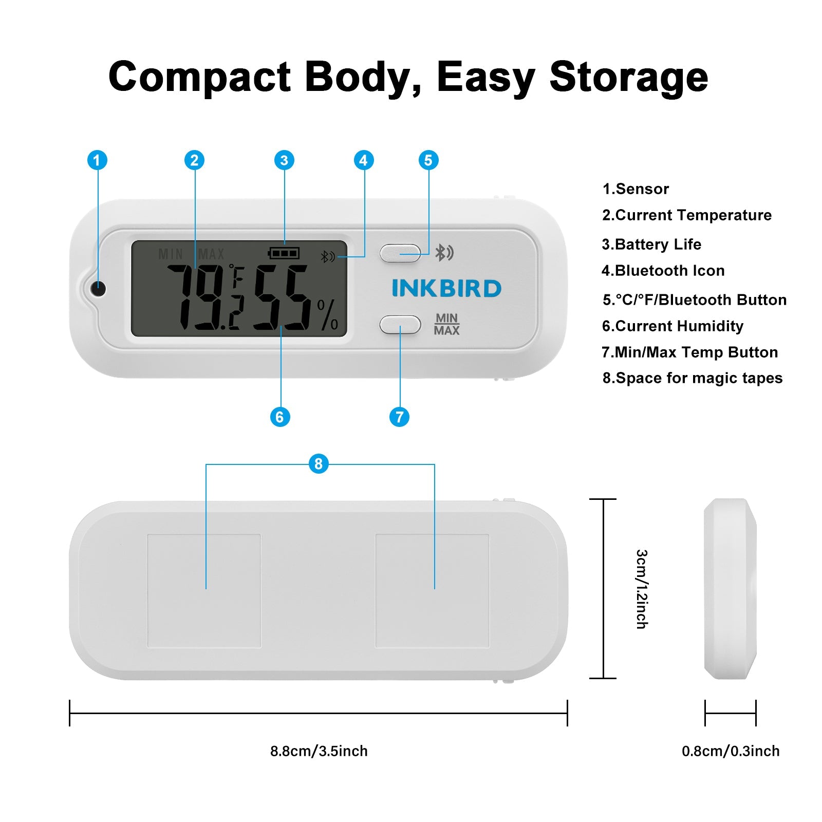 Bluetooth Digital Hygrometer Thermometer ITH - 12S - INKBIRD