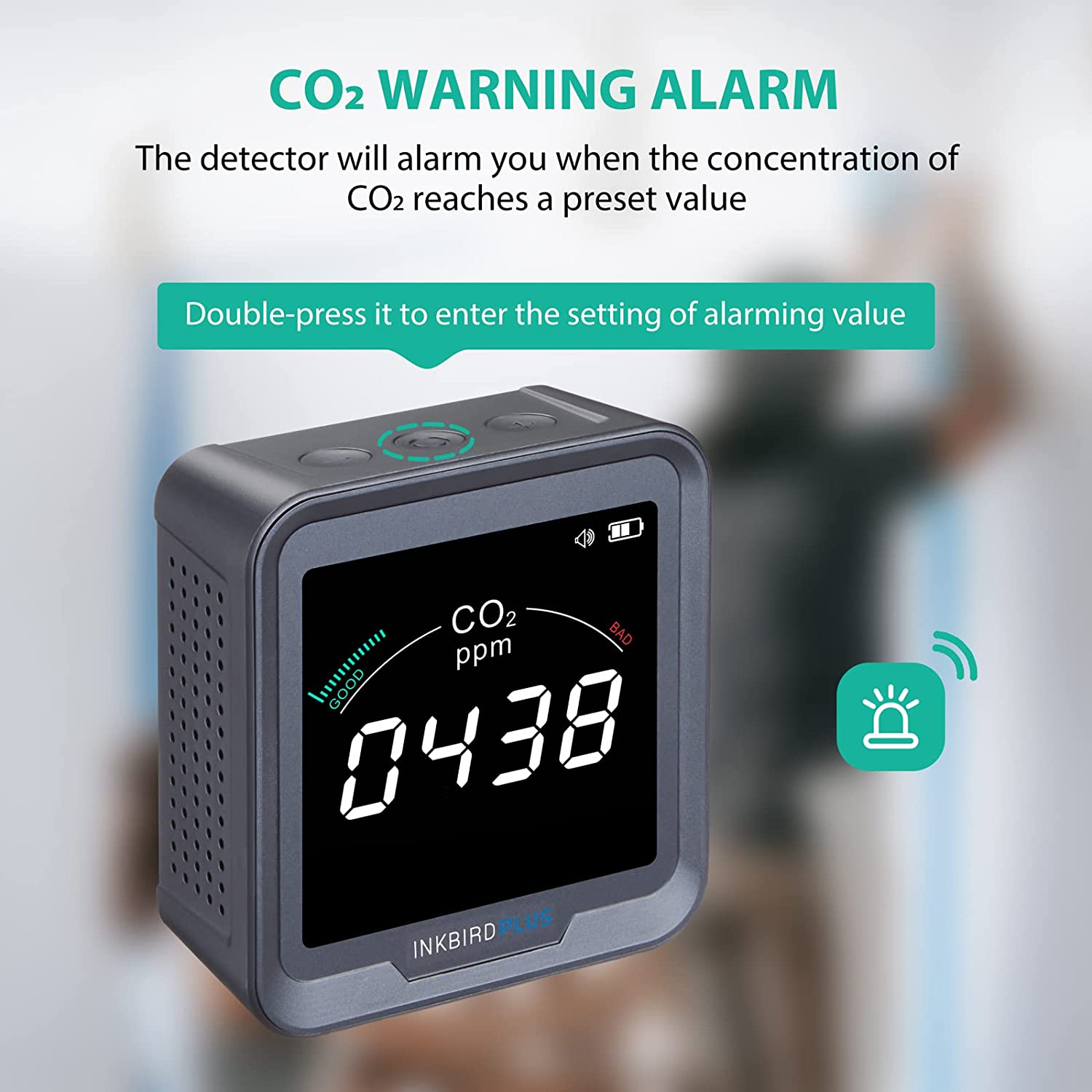 Digital 3 - in - 1 CO2 Detector PTH - 9C - INKBIRD