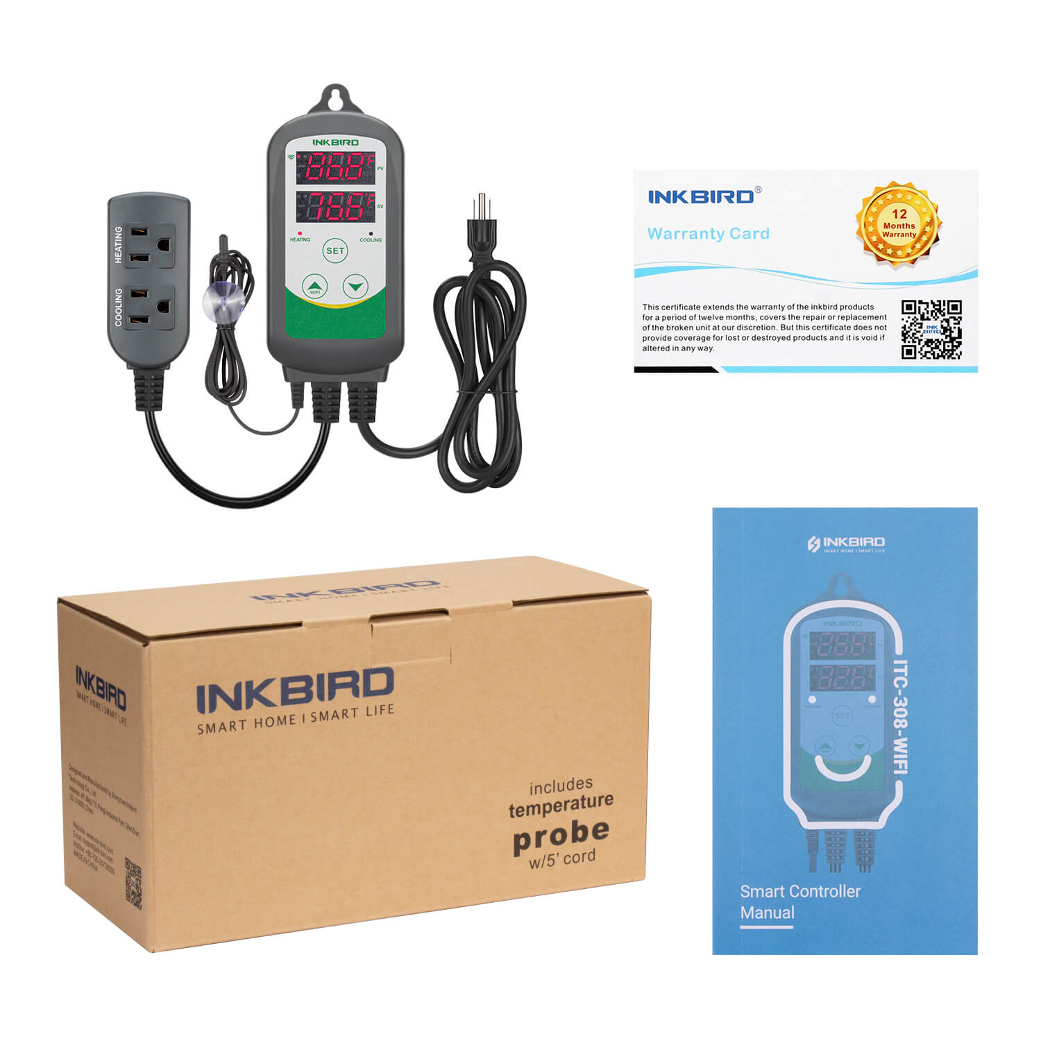 Digital Temperature Controller ITC - 308 WIFI With Aquarium Probe - INKBIRD
