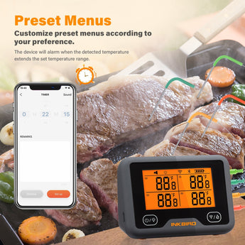 INKBIRD INT-14-BW Thermomètre de Cuisine à Viande Sans Fil Intelligent WiFi 2,4 G et Bluetooth 5.4 91 m Pour Four, Barbecue, Fumoir - Maison INKBIRD INT-14-BW Thermomètre de Cuisine à Viande Sans Fil Intelligent WiFi 2,4 G et Bluetooth 5.4 91 m Pour Four, Barbecue, Fumoir - Maison