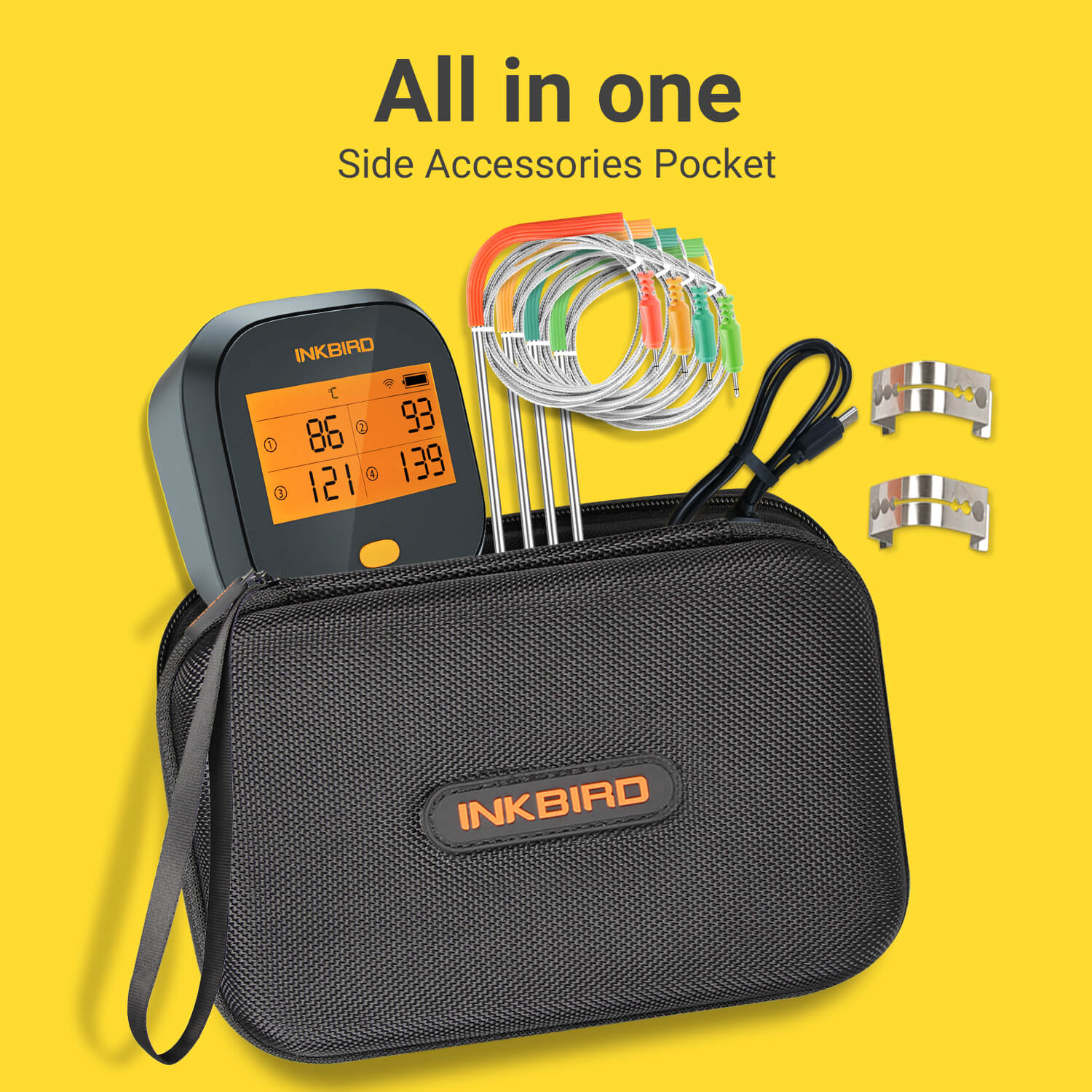 WiFi Grill Thermometer IBBQ - 4T with Portable Case - INKBIRD