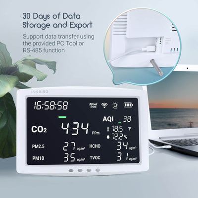 Wireless 8 - in - 1 Air Quality Monitor IAQM - 128W - INKBIRD